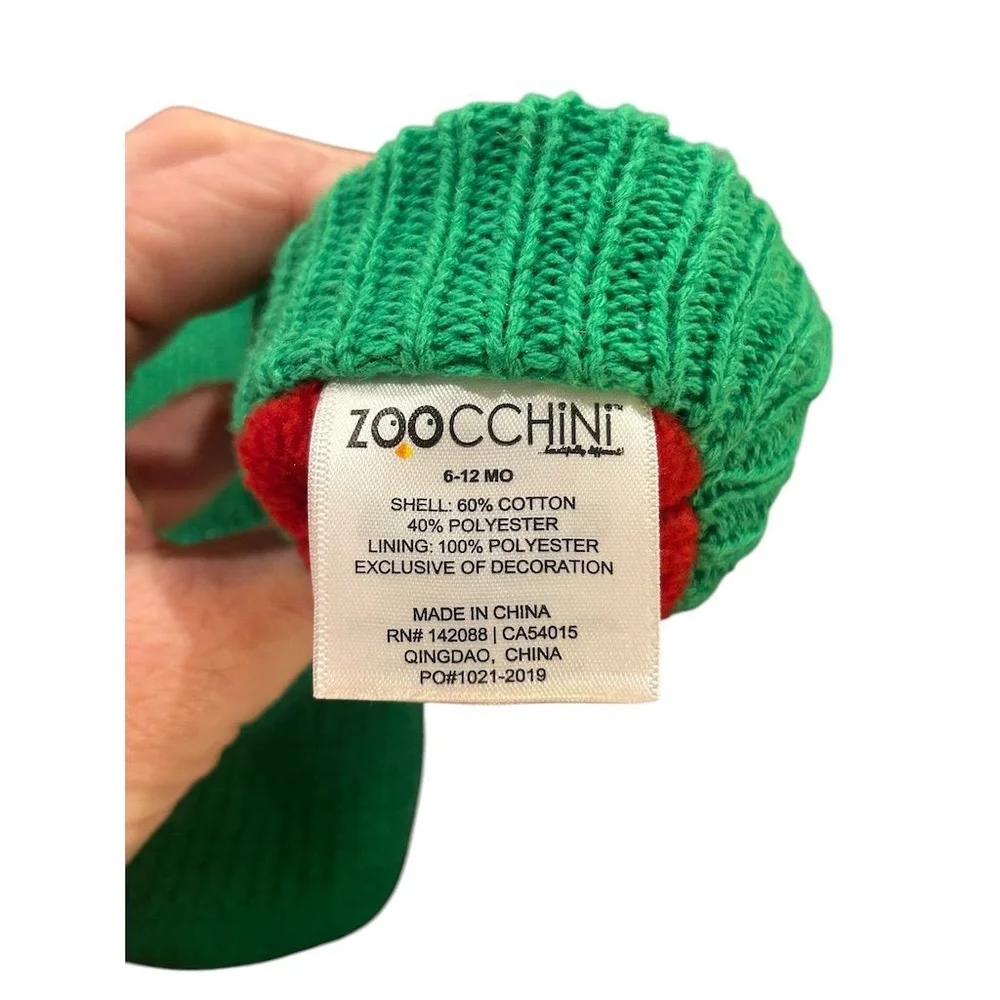 Zoocchini Devin The Dinosaur Green Knit Mittens 6-12 Months